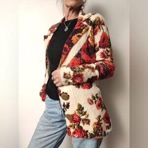 Anthropologie Sleeping on Snow Miss Rosie Floral Sweater Blazer Size M